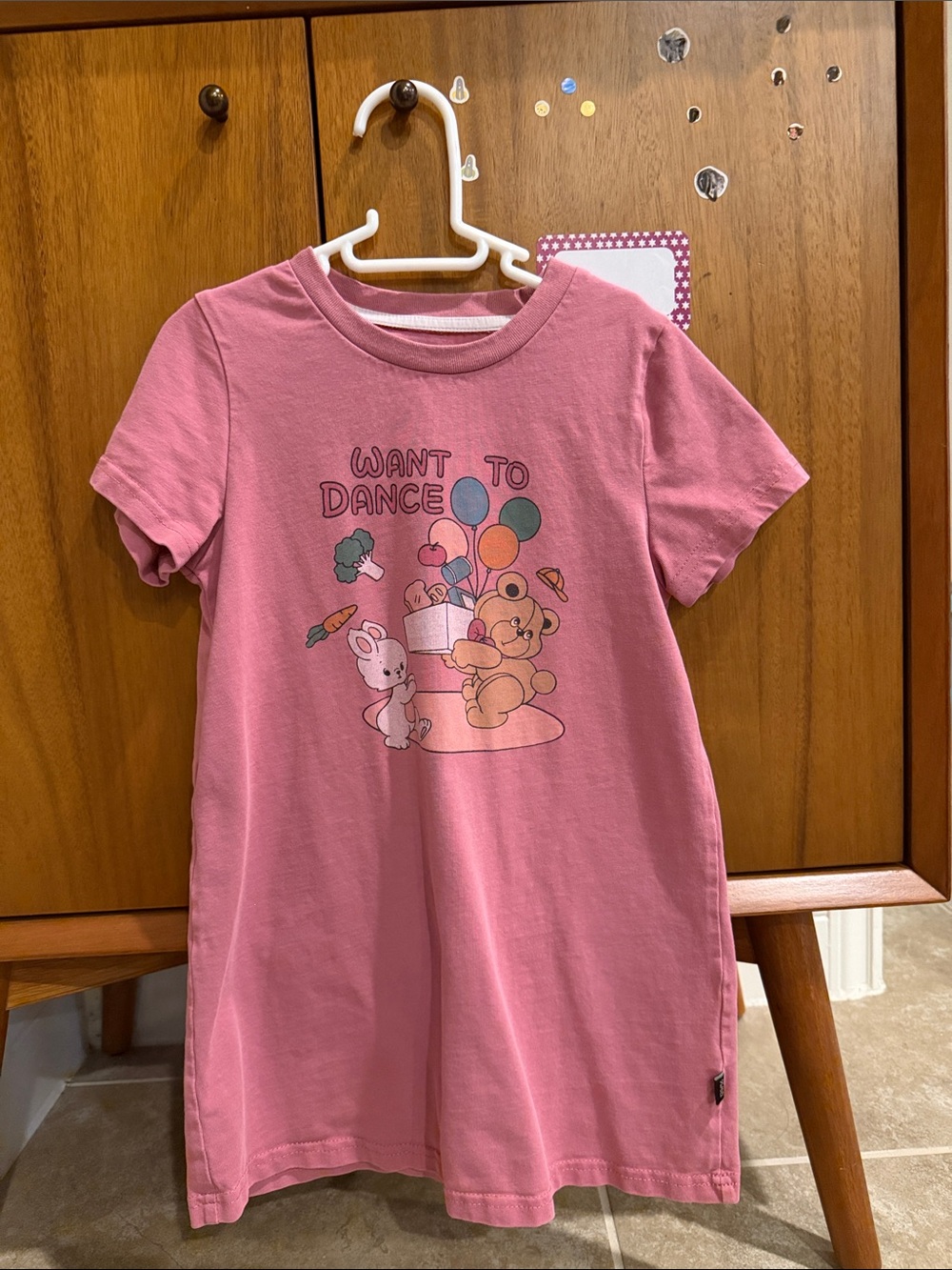 Girls' Pink 'Want to Dance' Short Sleeve Tee Dress